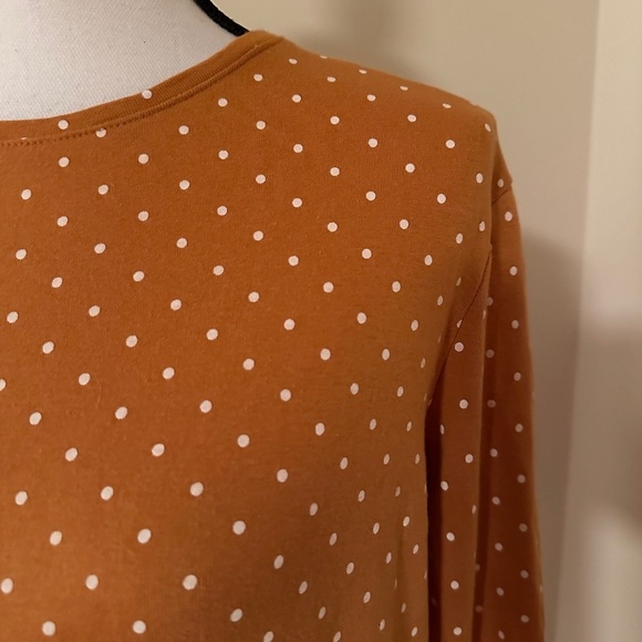 *CROFT & BARROW* Yellow x White Polka Dot Long Sleeve Shirt Size Large - Picture 3 of 6